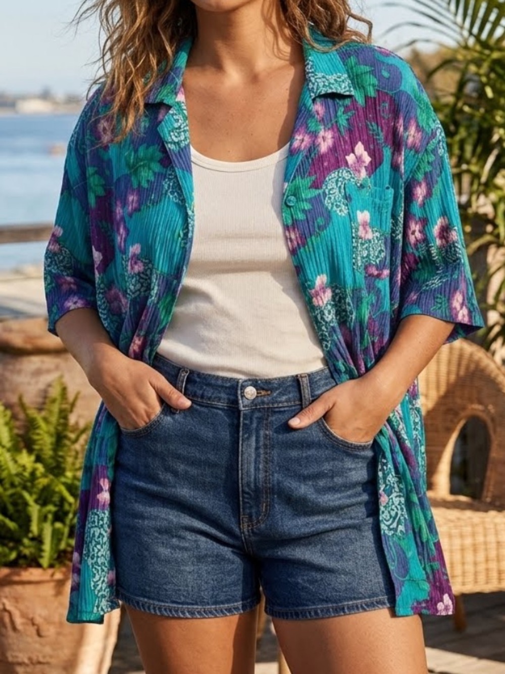 SAG HARBOR Vintage 90’s Tropical Hawaiian Button Down Shirt 2X
